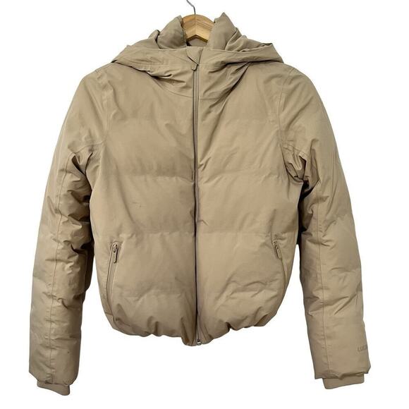 Lululemon Slush Hour Hooded Down Jacket Size 4 Trench Beige Cropped Waterproof - Picture 1 of 14